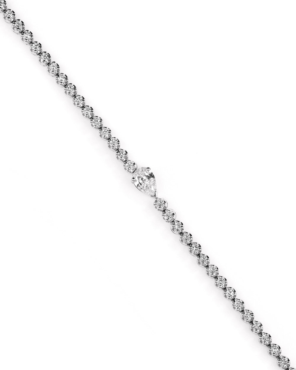 Lab Diamond Tennis Necklace with Pear Center