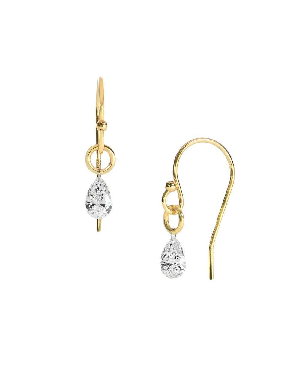 Dainty Pear Diamond Dangle Earrings