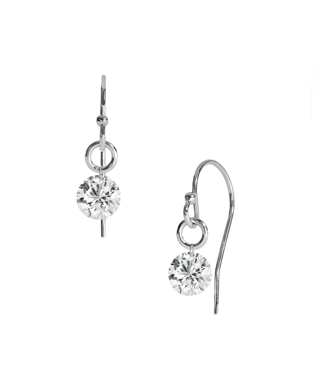 White Gold Round Dangle Earrings