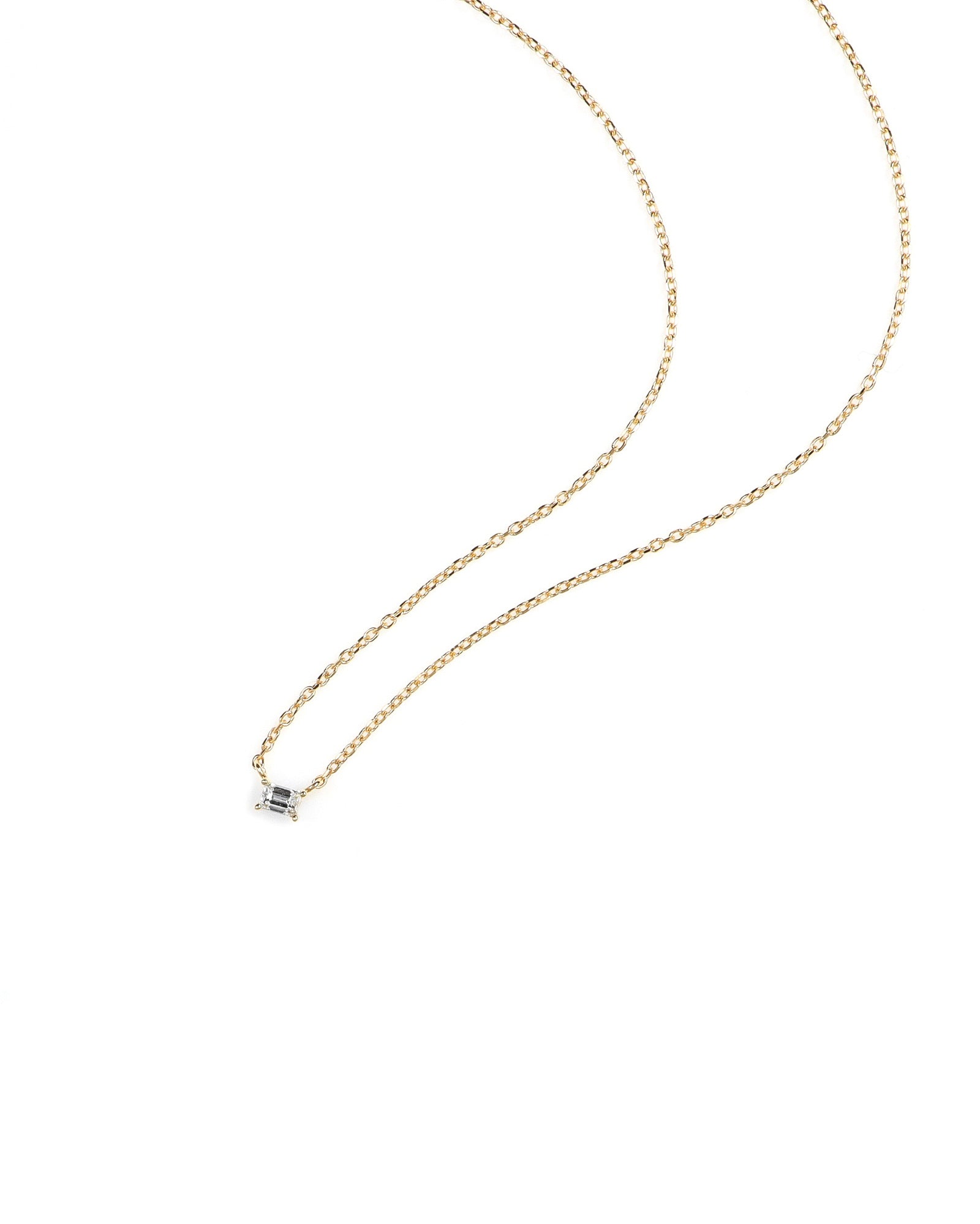 Dainty Diamond Baguette Necklace