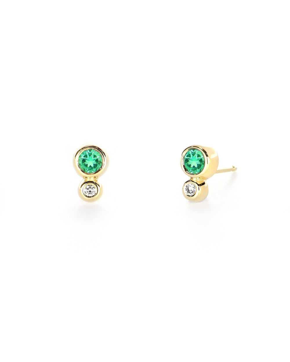 Emerald and Diamond Stud