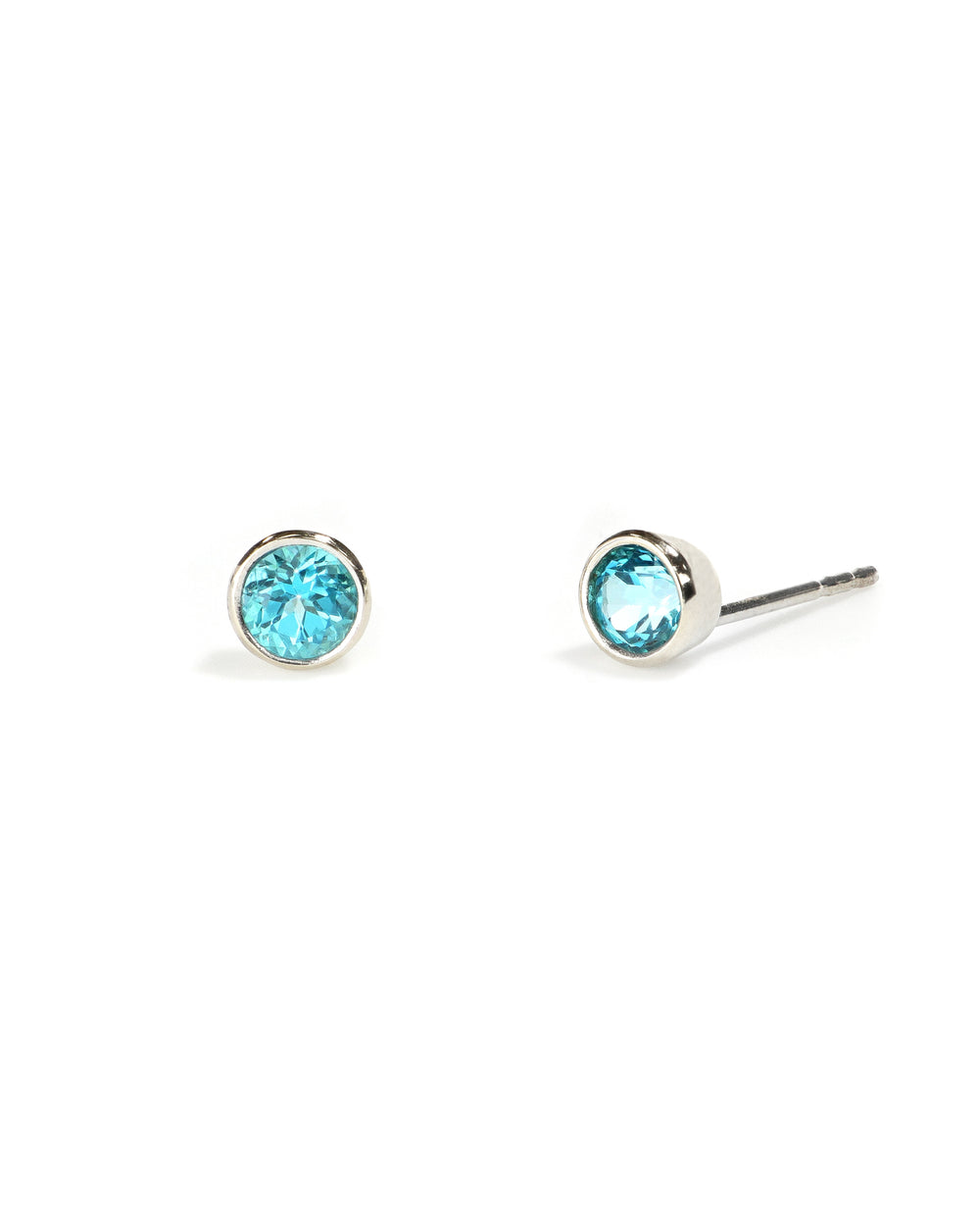 Blue-Green Topaz Bezel Stud Earrings