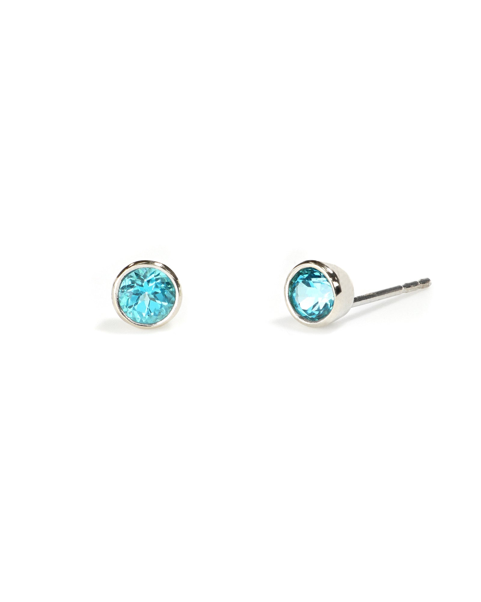 Blue-Green Topaz Bezel Stud Earrings