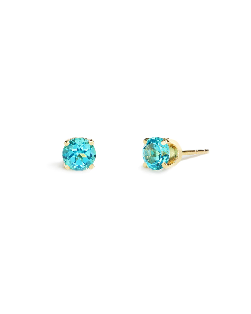 Round Blue-Green Topaz Stud Earrings