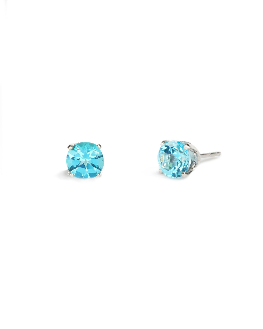 6mm Blue-Green Topaz Stud Earrings