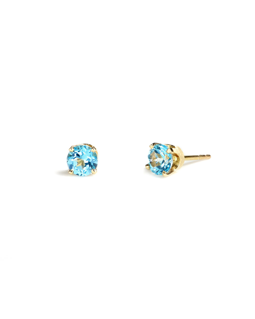 Round Blue Topaz Stud Earrings
