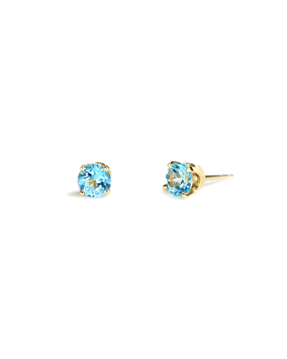 Round Blue Topaz Stud Earrings