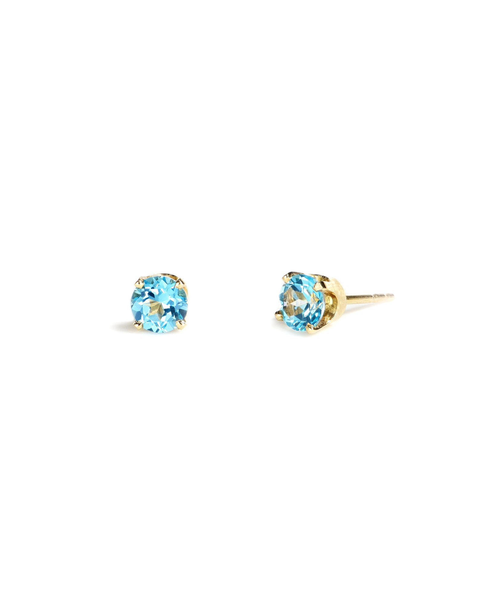 Round Blue Topaz Stud Earrings