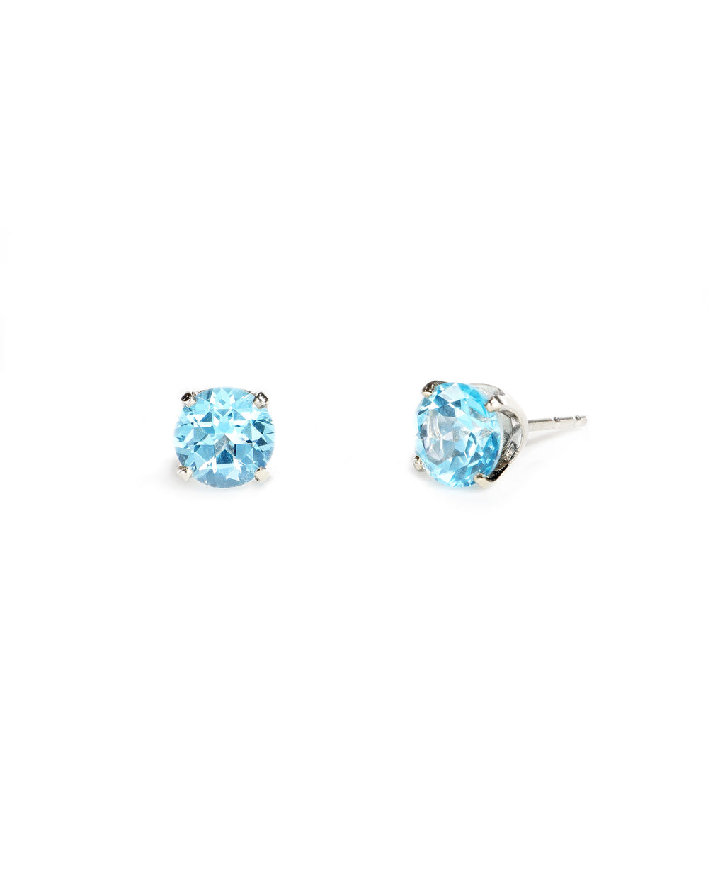 6mm Round Blue Topaz Stud Earrings