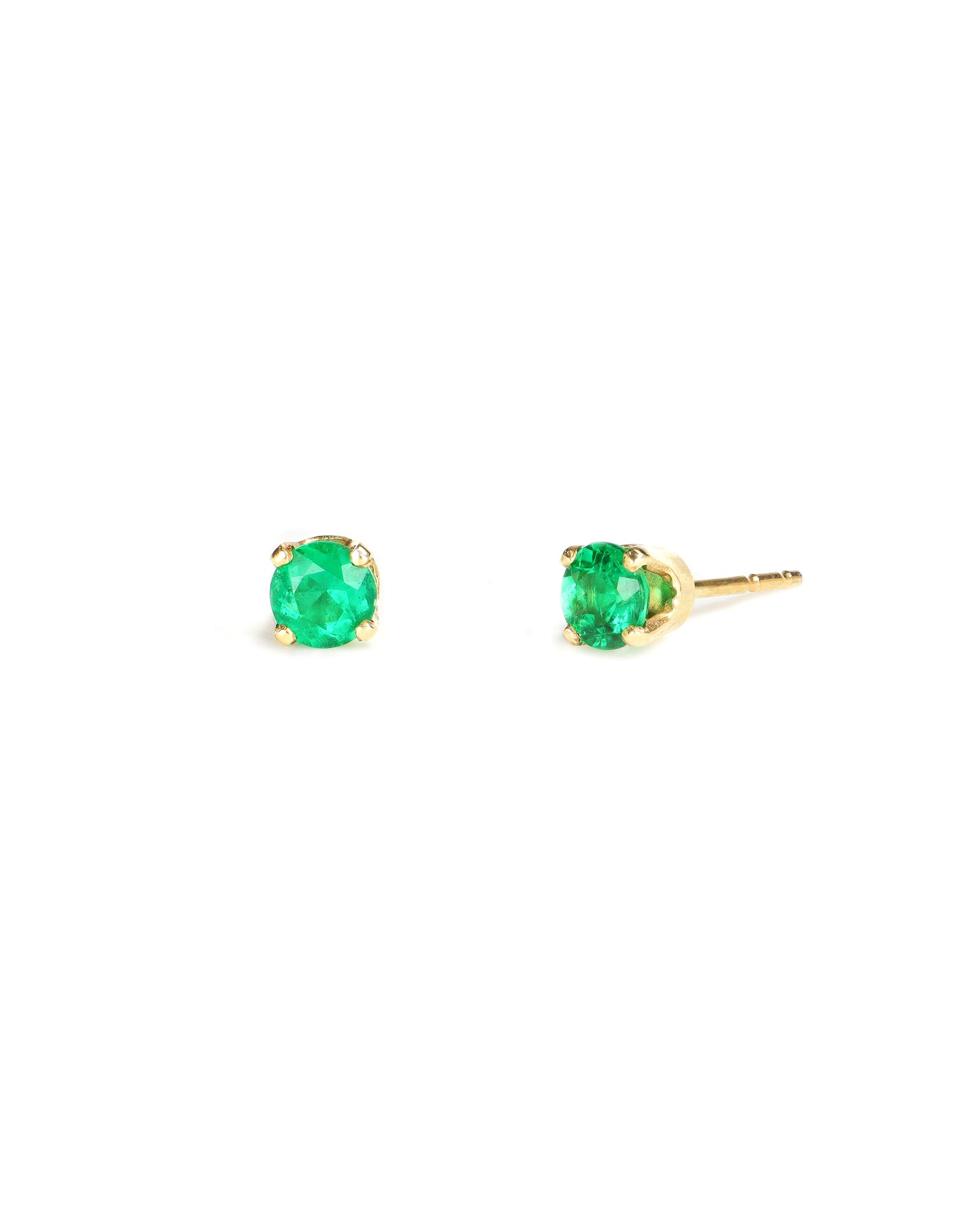 14ky 4.2mm Emerald Stud Earrings