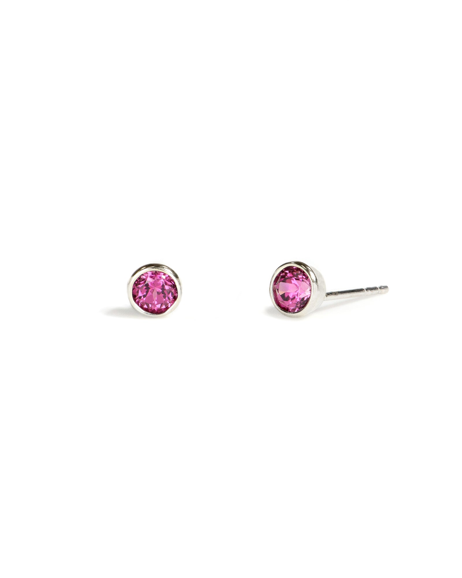 Rhodolite Garnet Bezel Stud Earrings