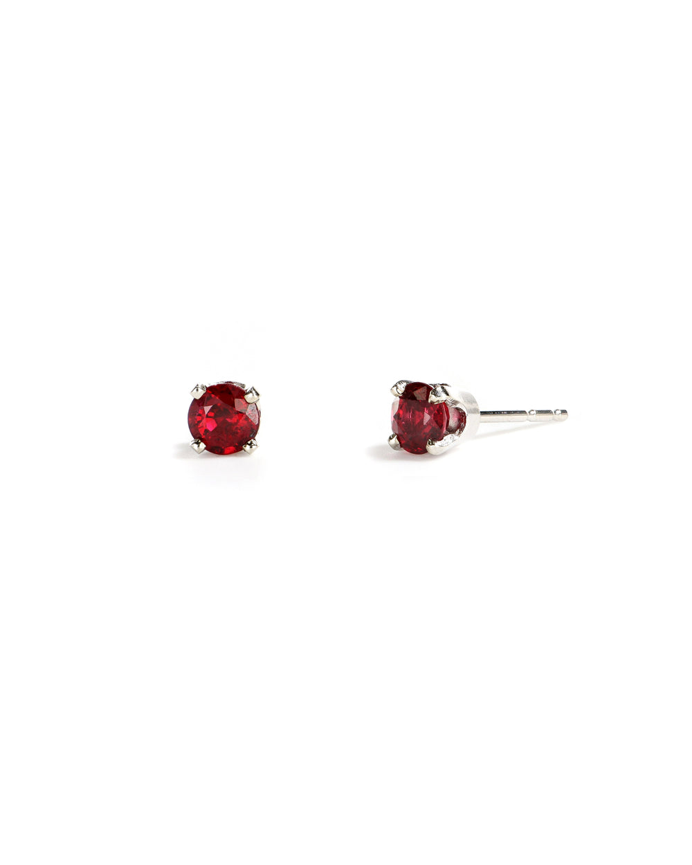 Round Ruby Stud Earrings