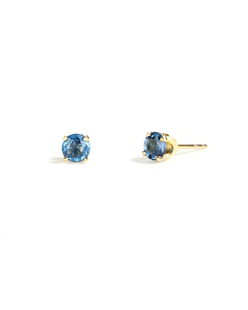 Round Blue Sapphire Stud Earrings