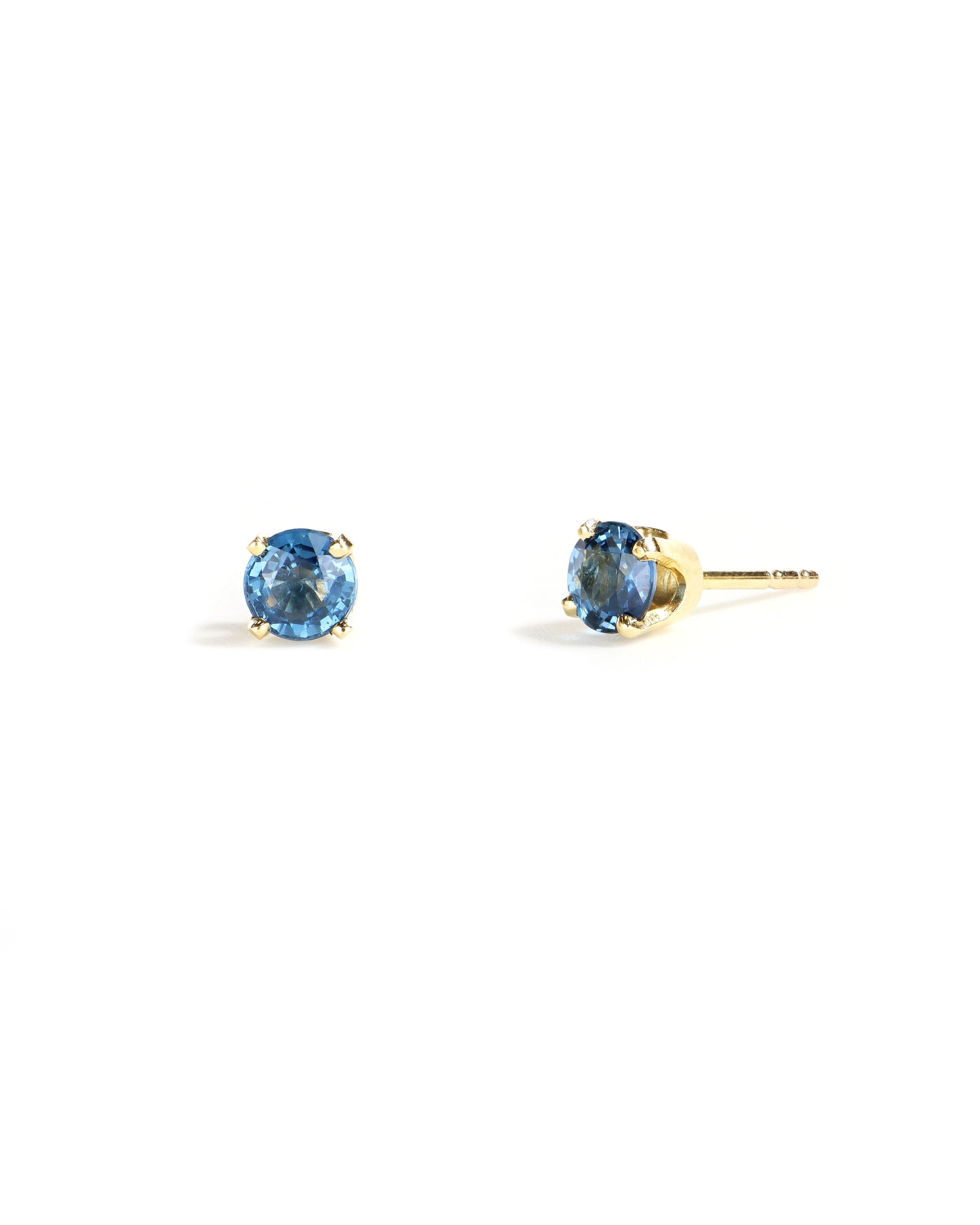Round Blue Sapphire Stud Earrings