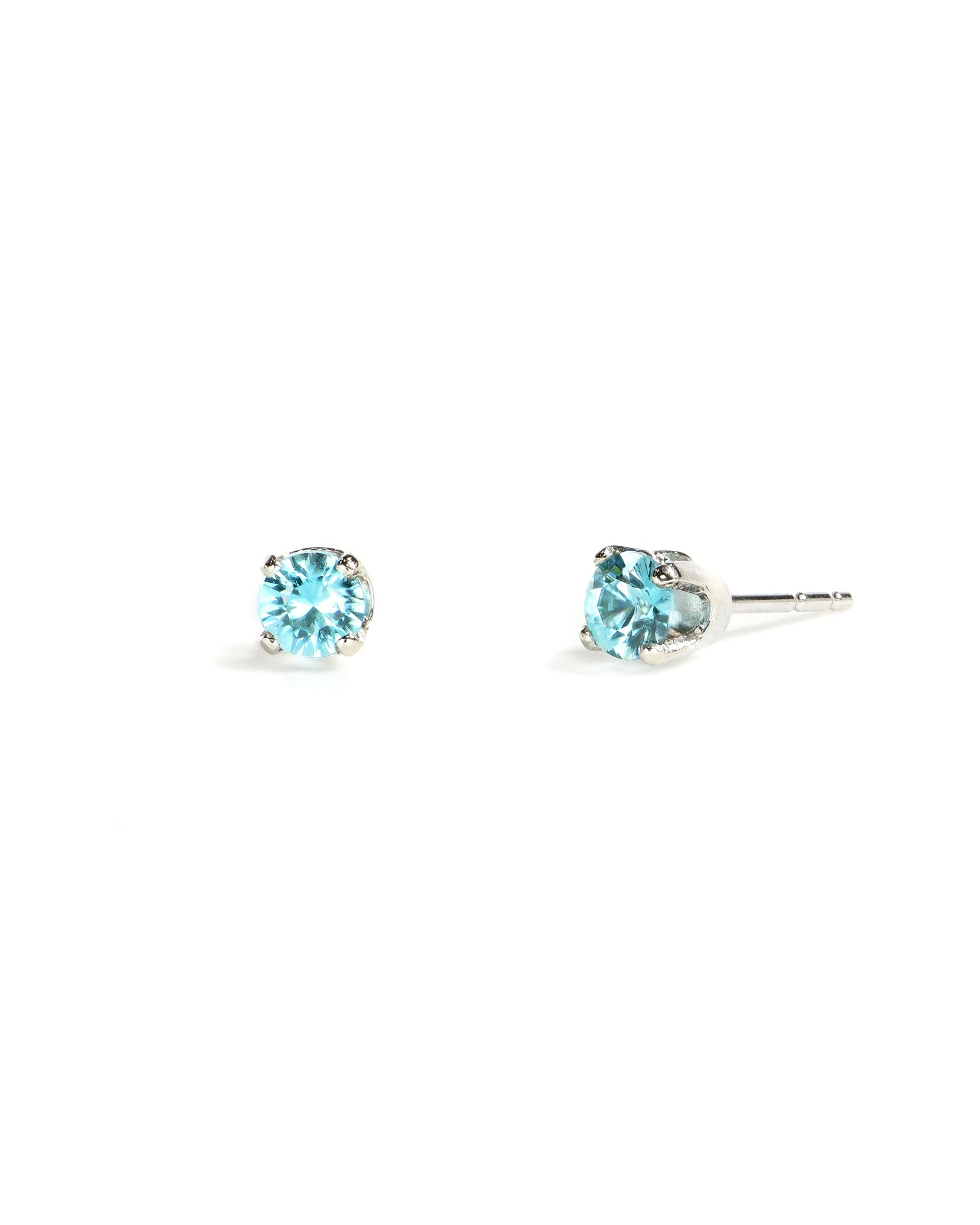 4mm Blue Zircon Stud Earrings