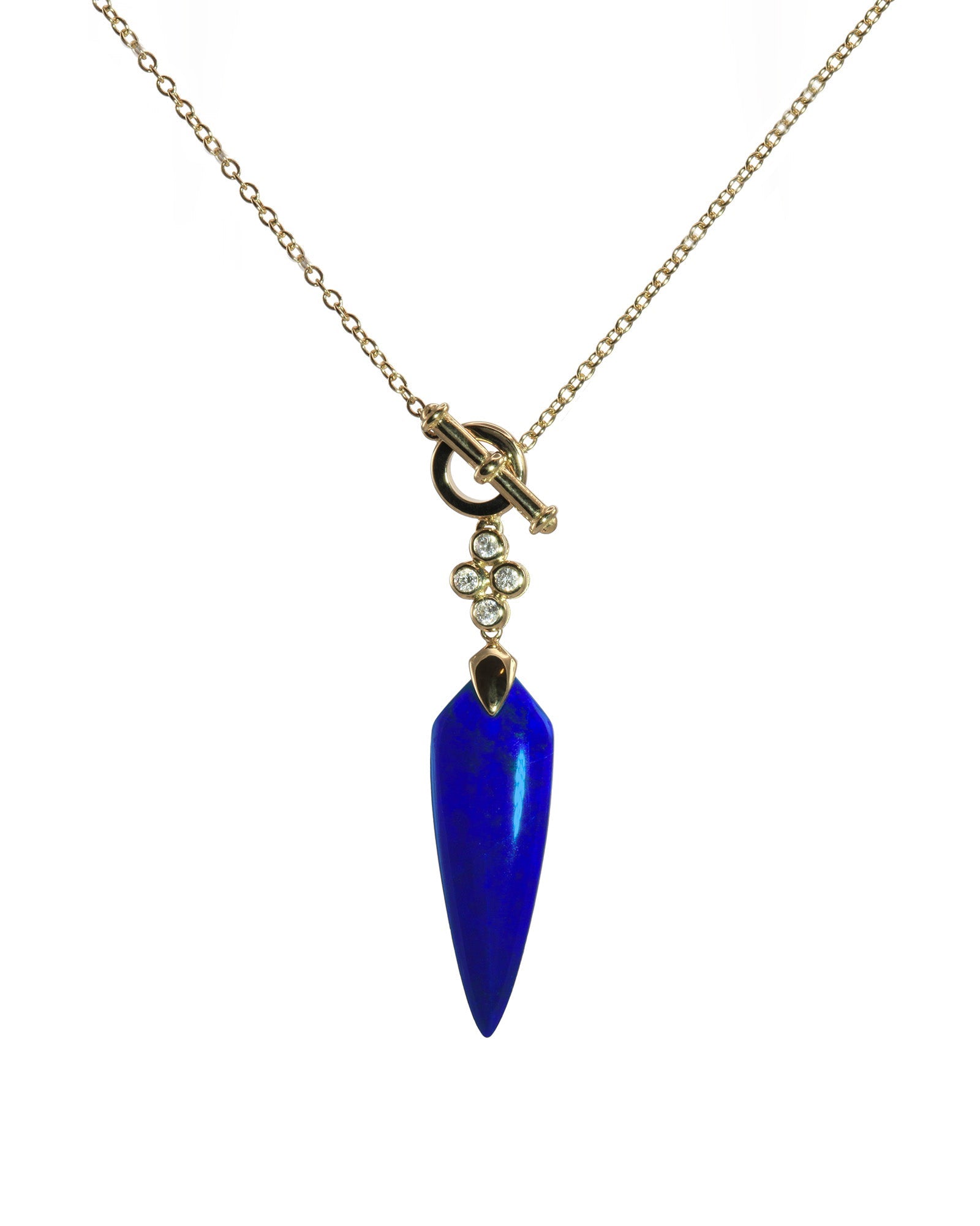 Shield Lapis and Diamond Necklaces