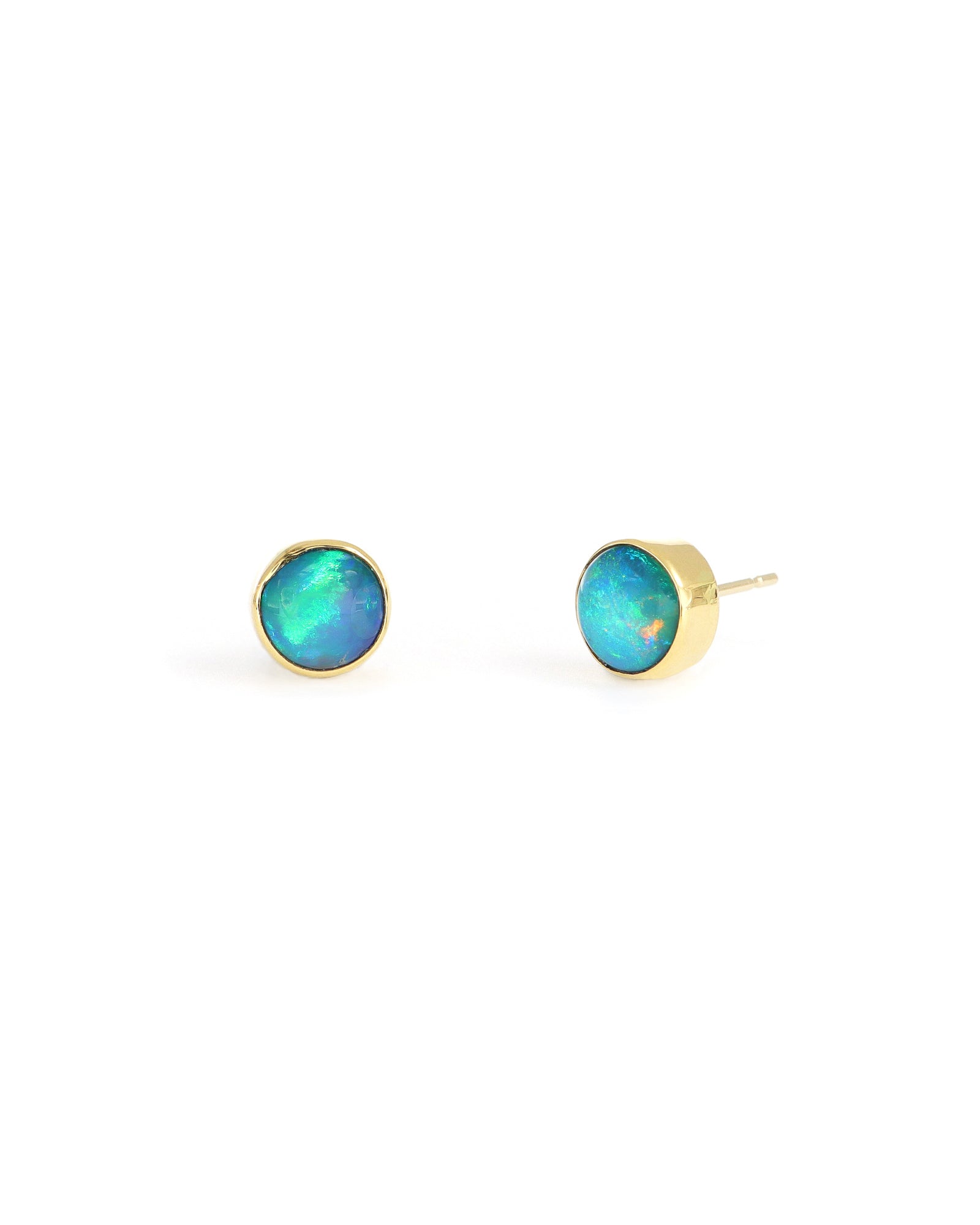 Circle Opal Stud Earrings