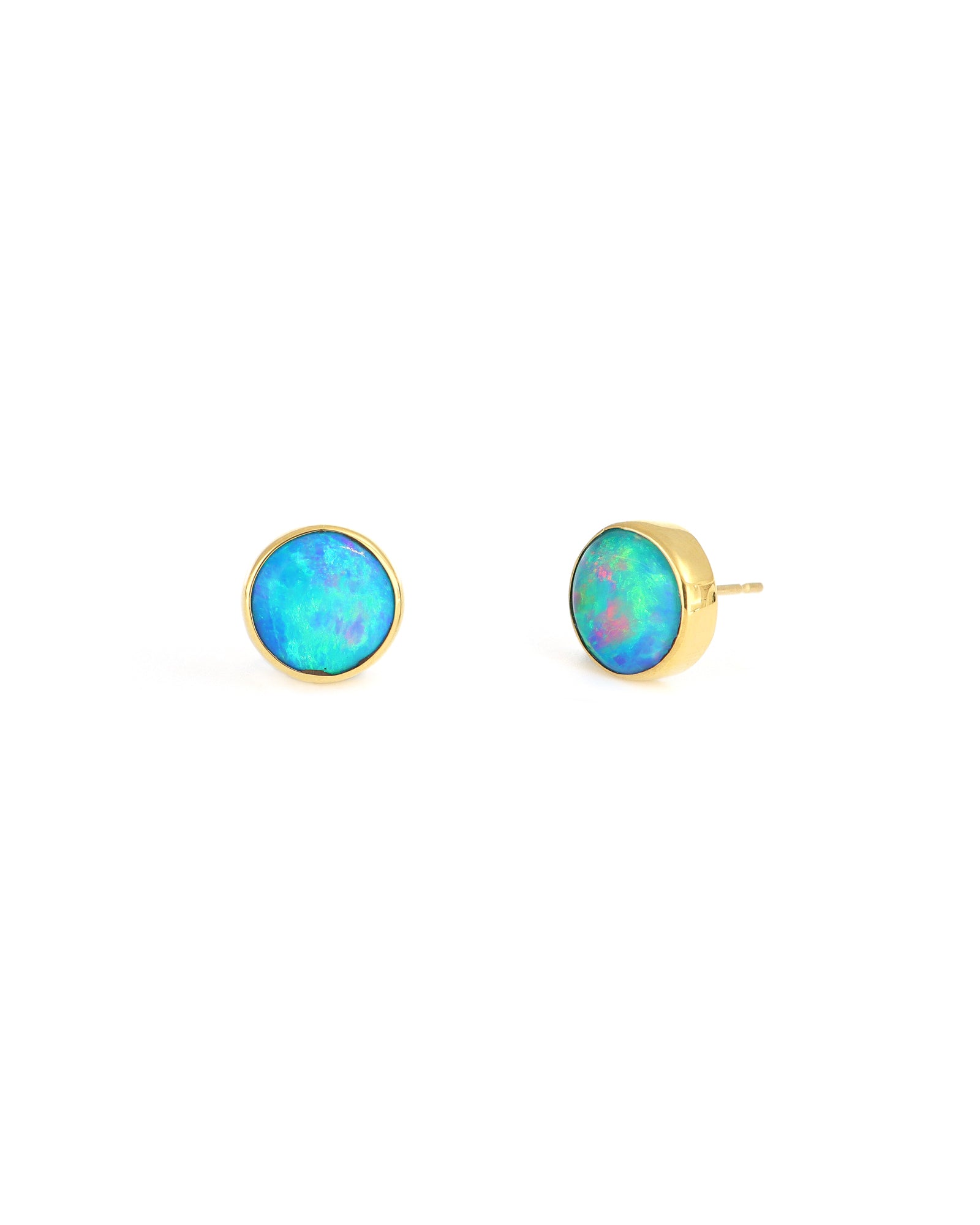 Round Opal Stud Earrings