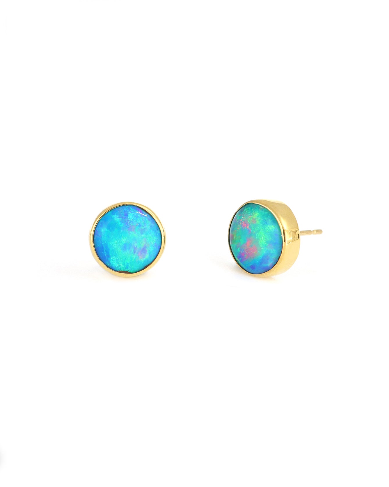 Round Opal Stud Earrings