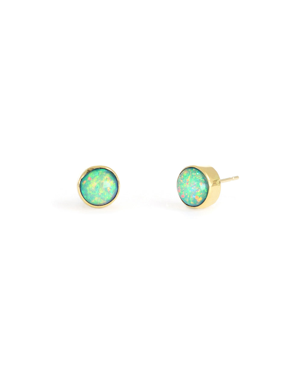 Round Opal Stud Earrings