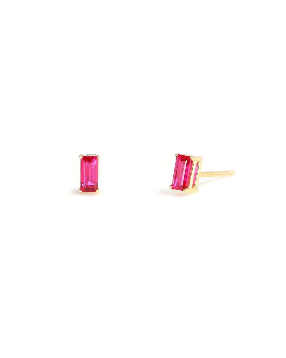 Dainty Ruby Baguette Earrings