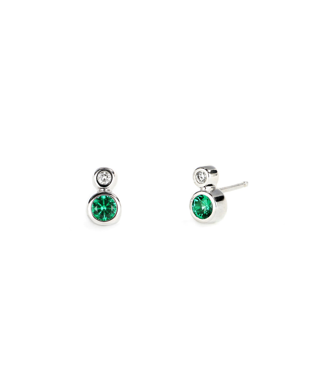 Emerald and Diamond Stud Earrings