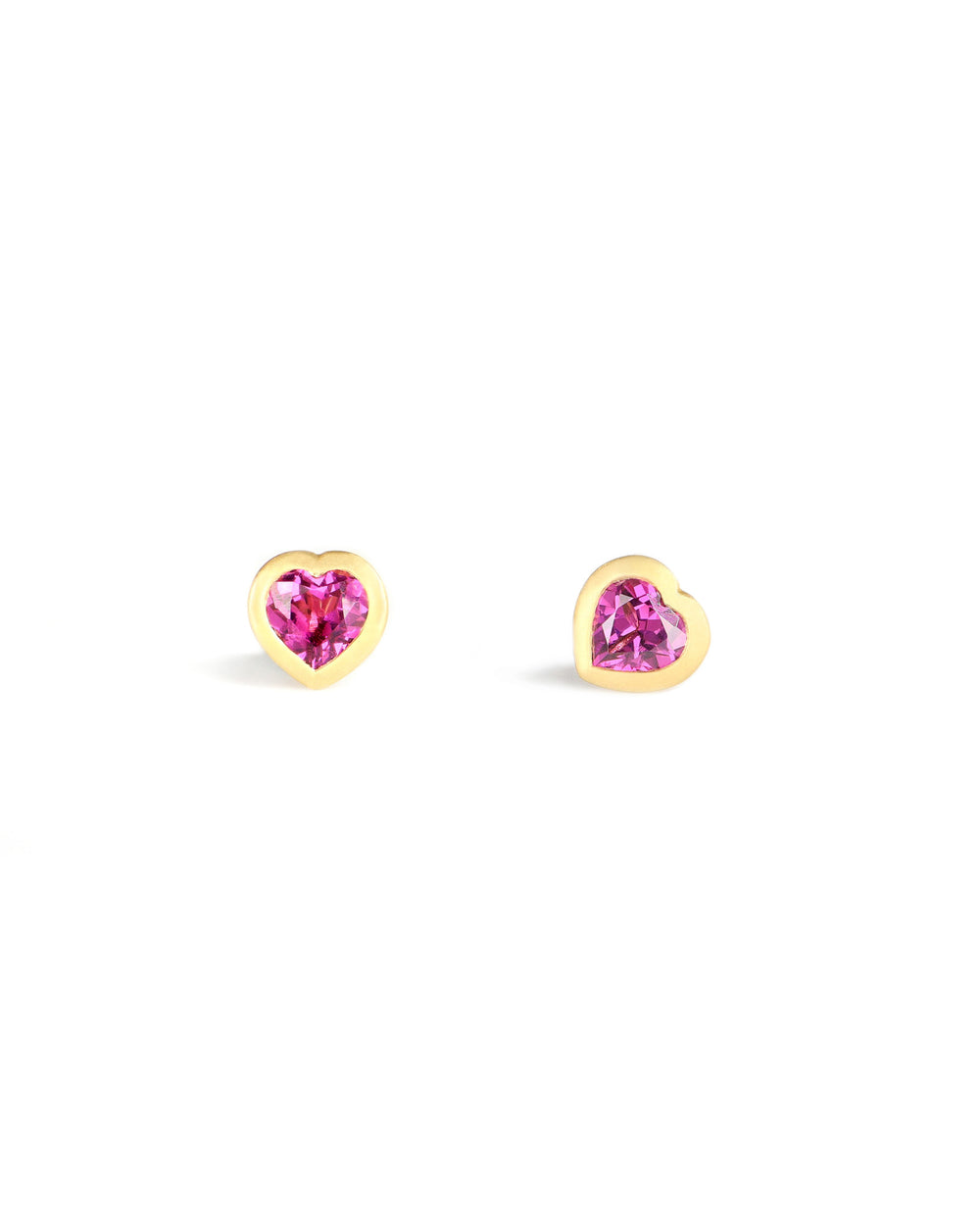 Heart Magenta Garnet Bezel Studs