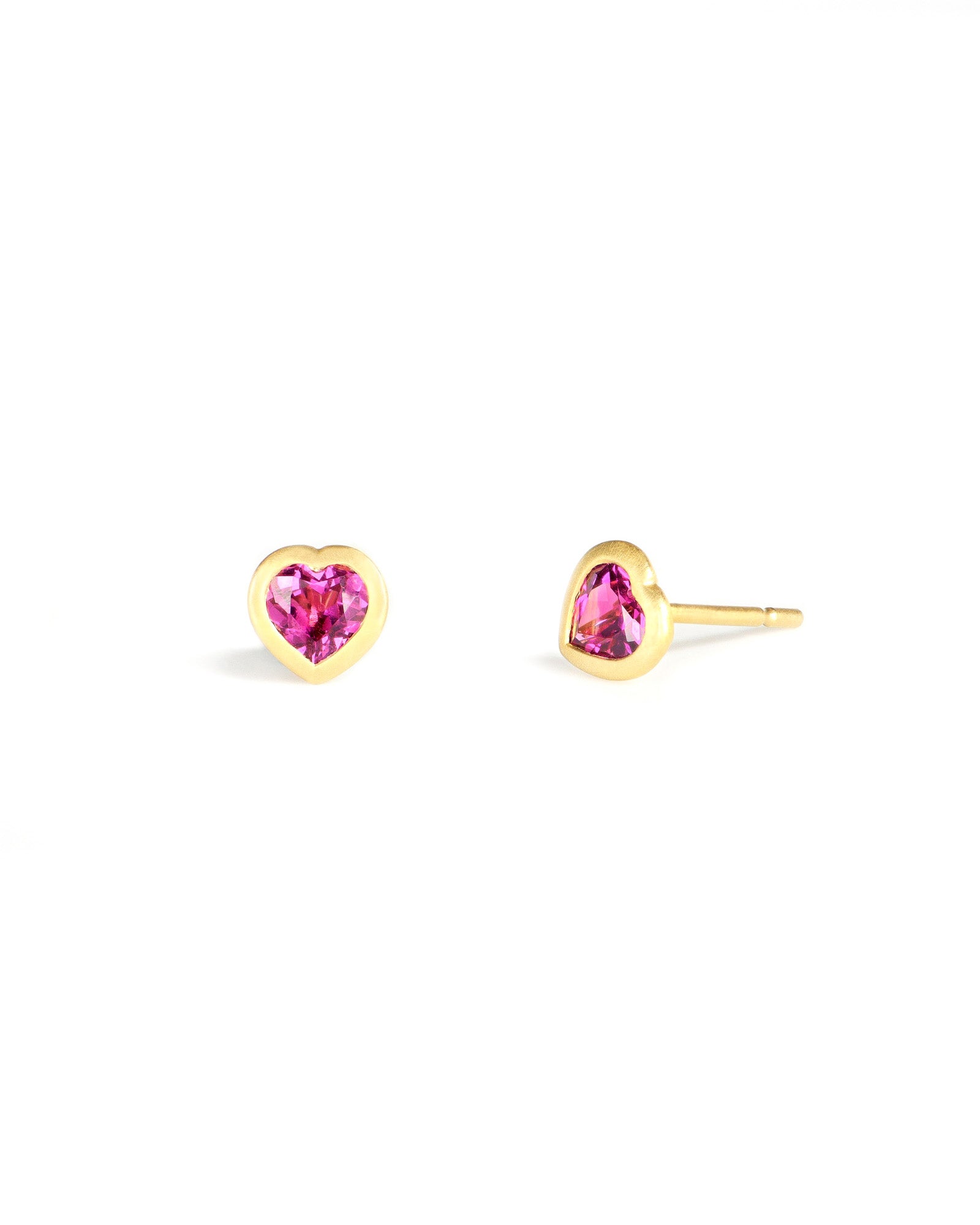 Heart Magenta Garnet Bezel Studs