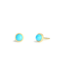 18ky Round Turquoise Bezel Studs