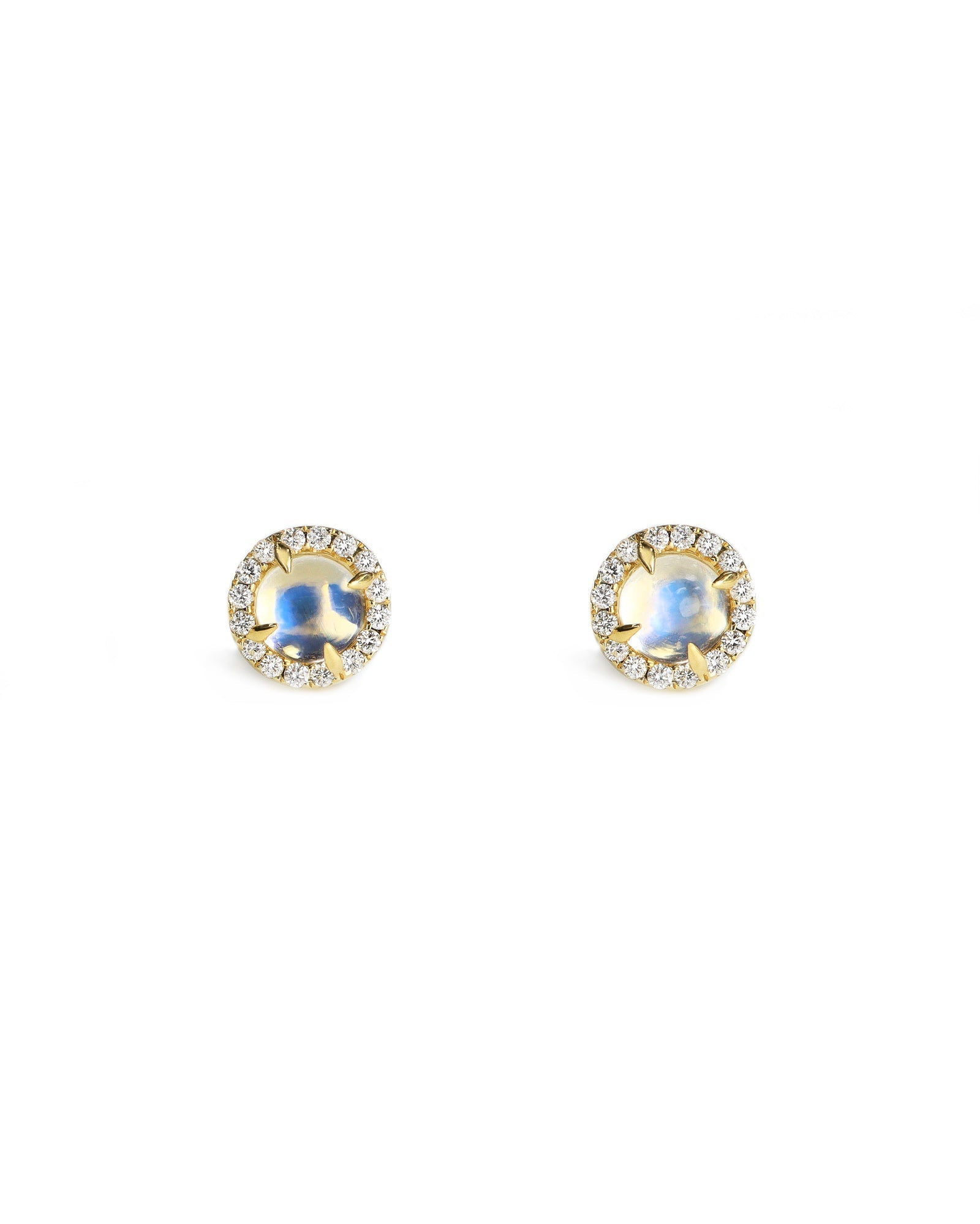 18ky Moonstone Halo Studs