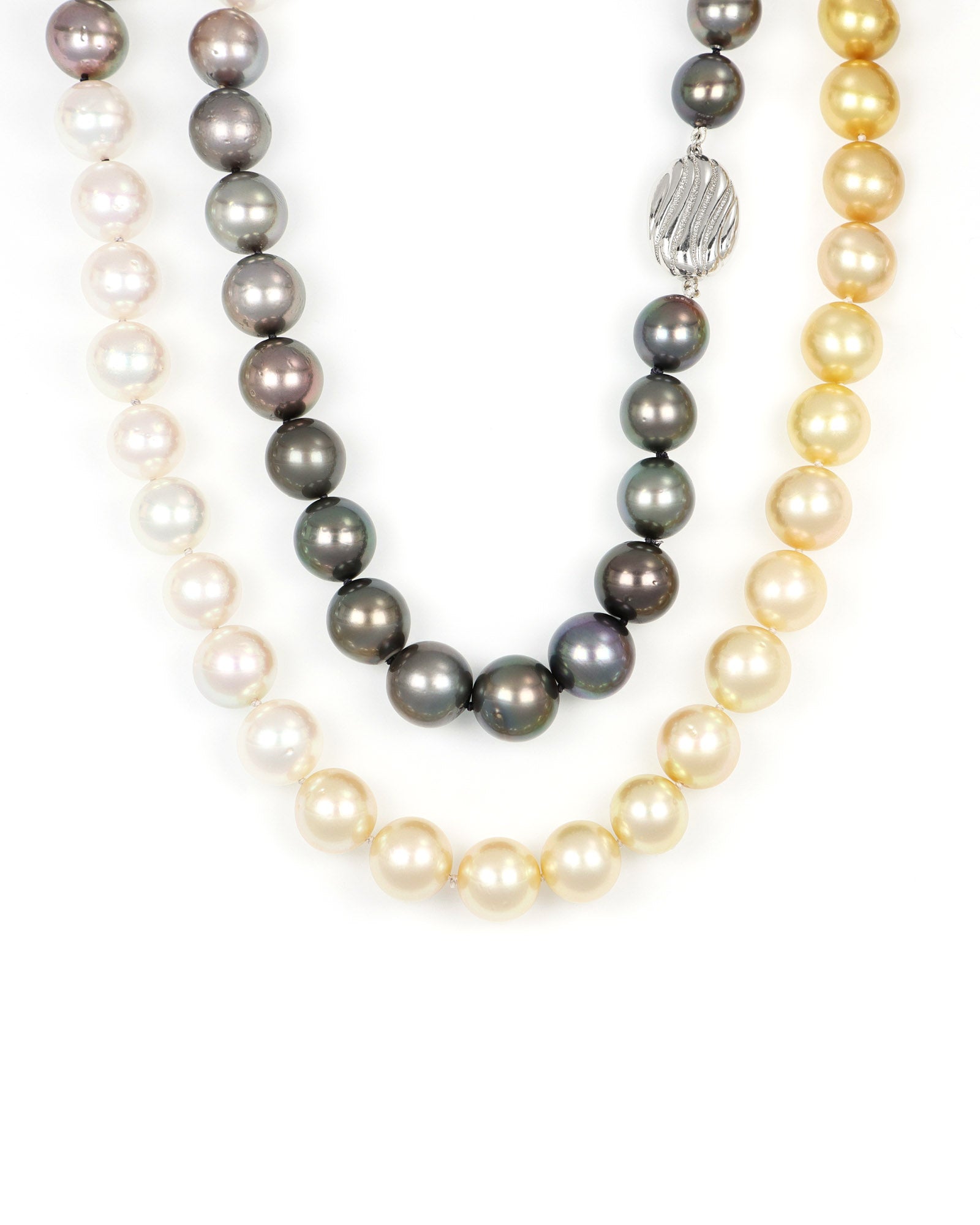 40" Gradient Tahitian and South Sea Pearl Necklace