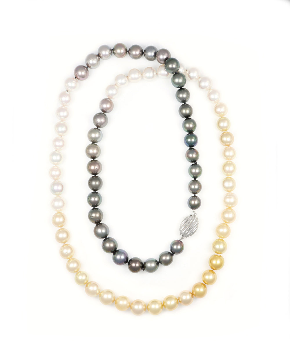 40" Gradient Tahitian and South Sea Pearl Necklace