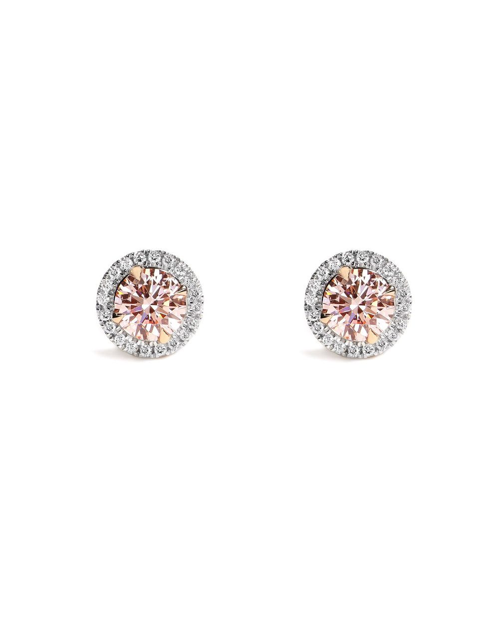 Peach Lab Diamond Halo Studs