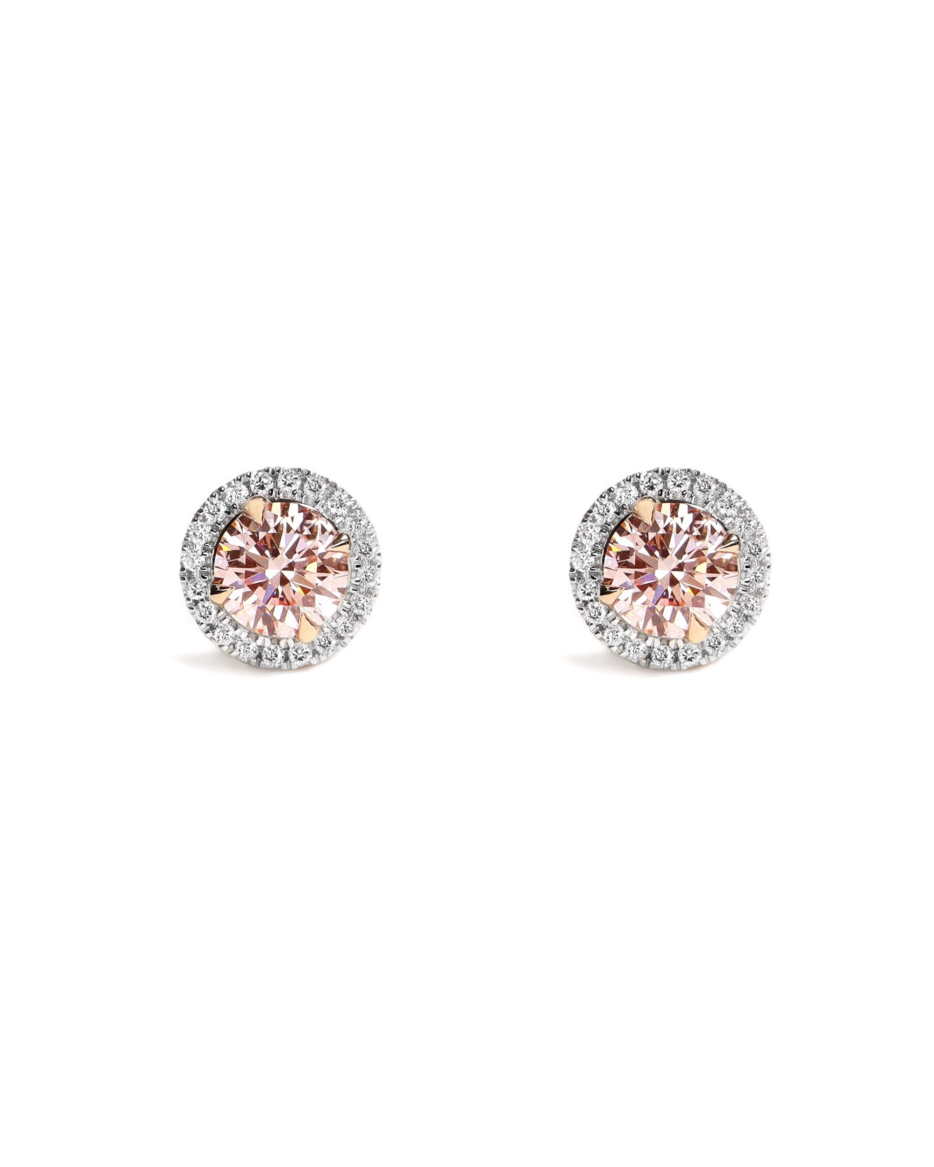 Peach Lab Diamond Halo Studs