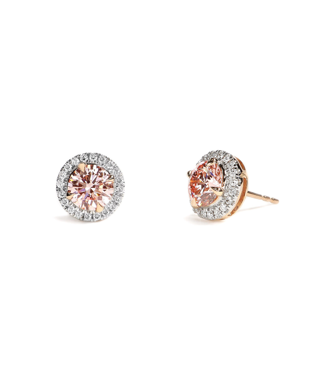 Peach Lab Diamond Halo Studs