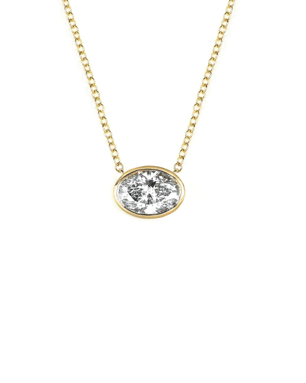 Oval Lab Diamond Bezel Necklace