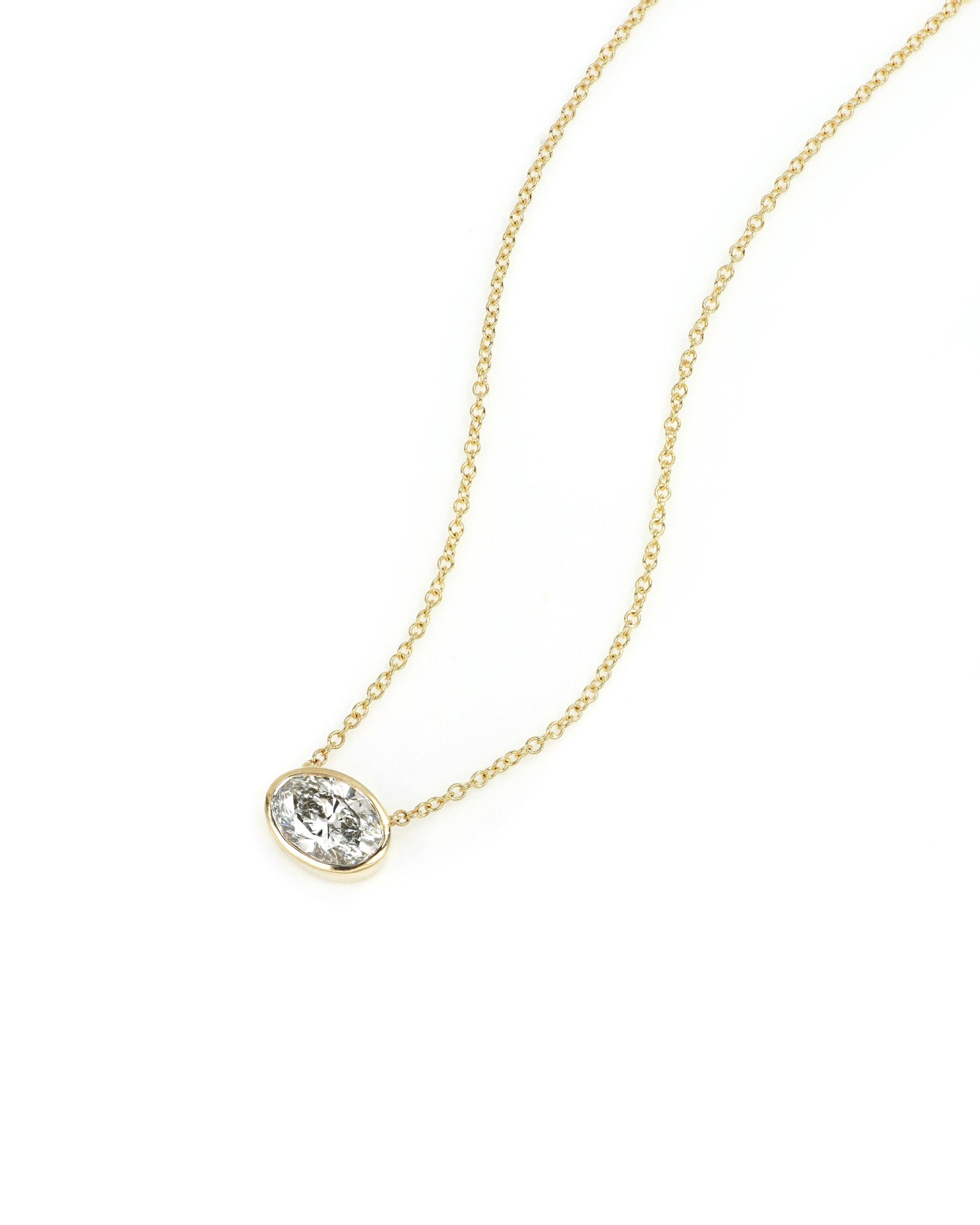 Oval Lab Diamond Bezel Necklace