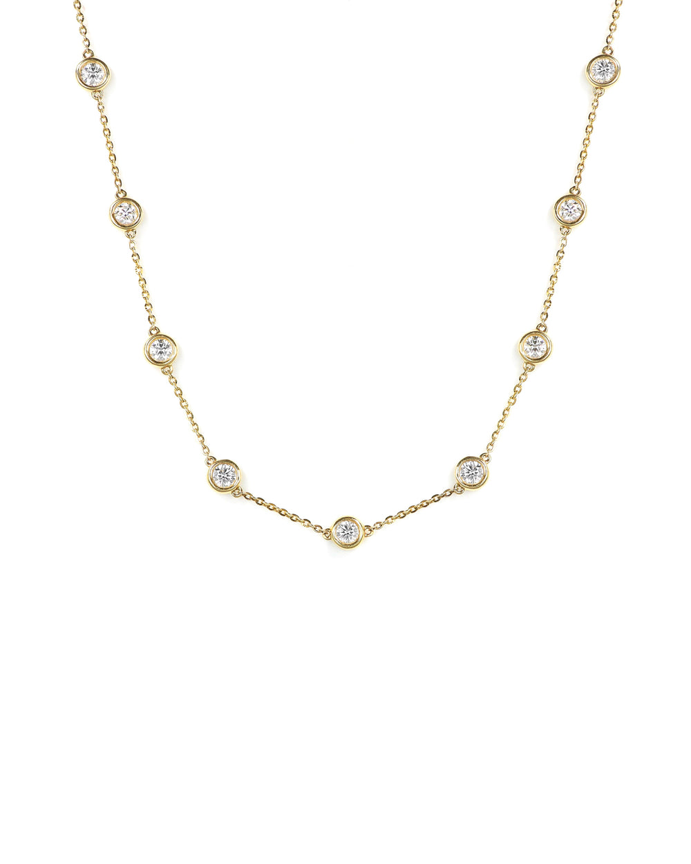 14ky 2.00ctw Lab Diamond Adjustable Station Necklace