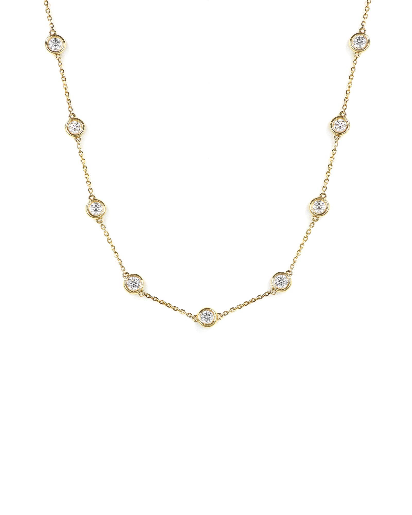 14ky 2.00ctw Lab Diamond Adjustable Station Necklace