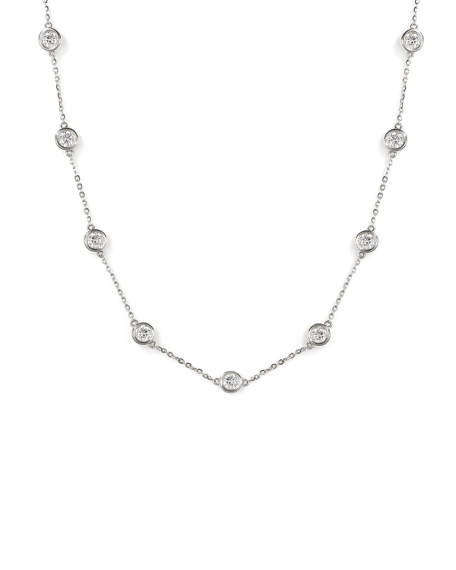 14kw 3.00ctw Lab Diamond Adjustable Station Necklace