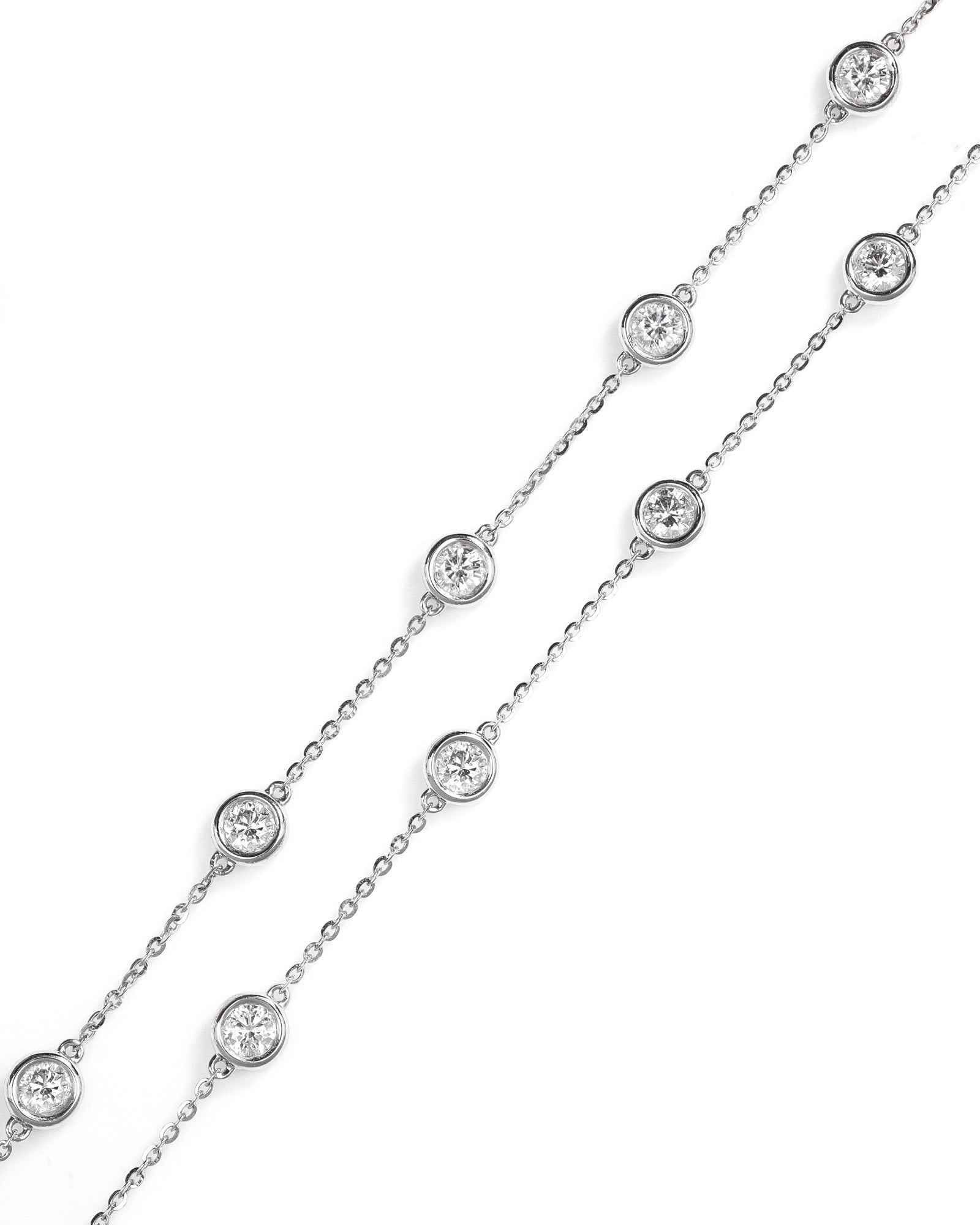 14kw 3.00ctw Lab Diamond Adjustable Station Necklace