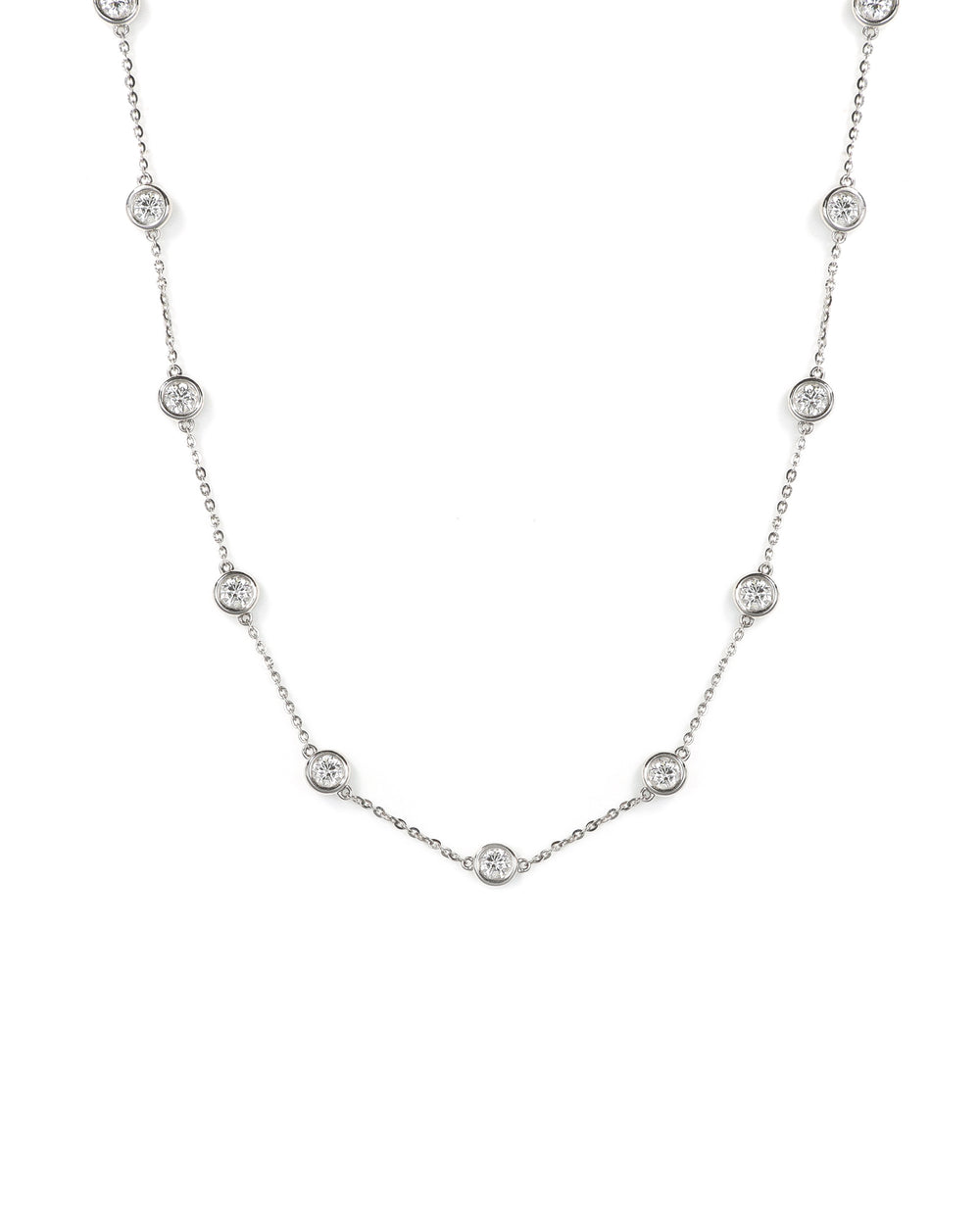 14kw 4.00ctw Lab Diamond Adjustable Station Necklace