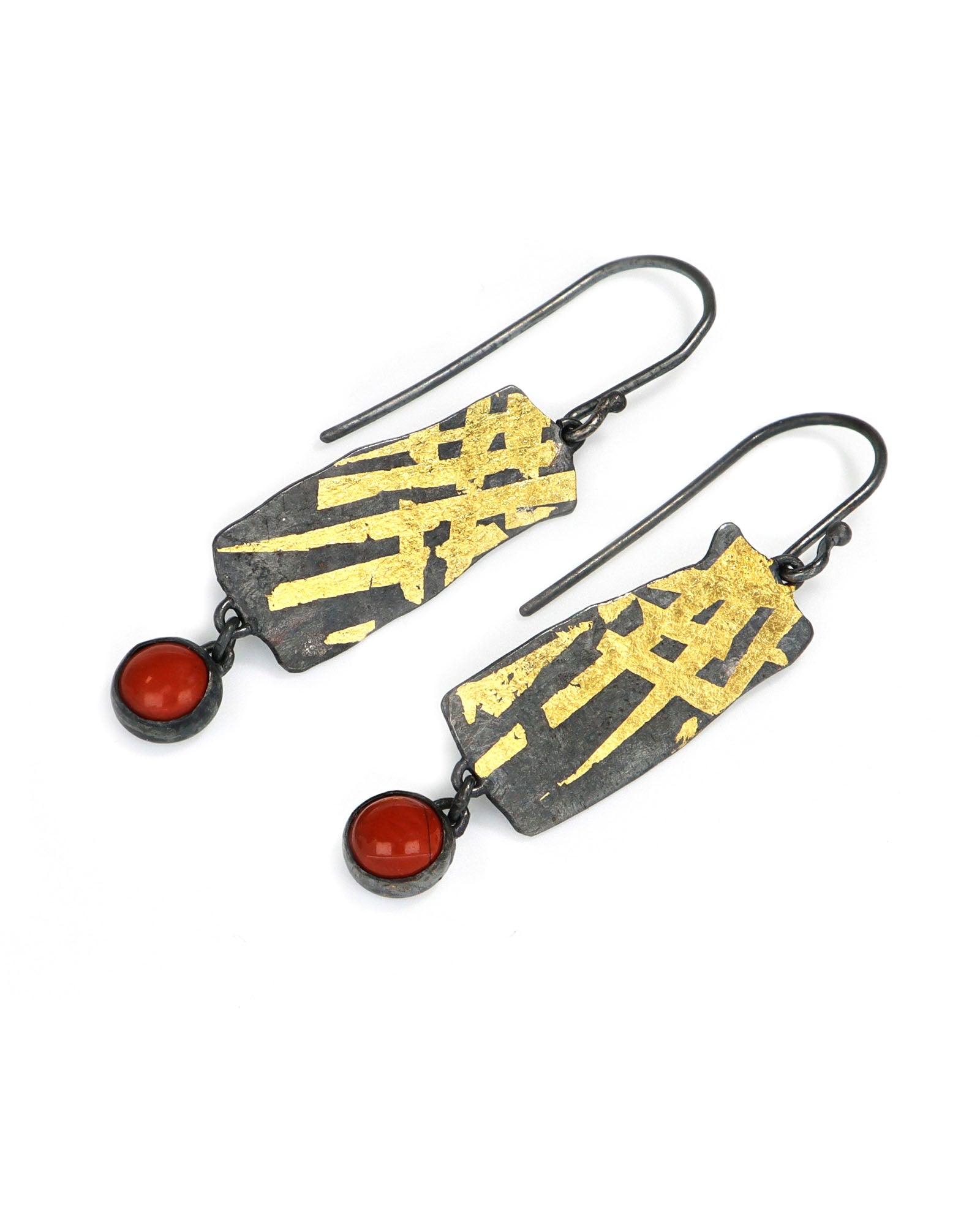 Elongated Keum Boo Earrings with Jasper