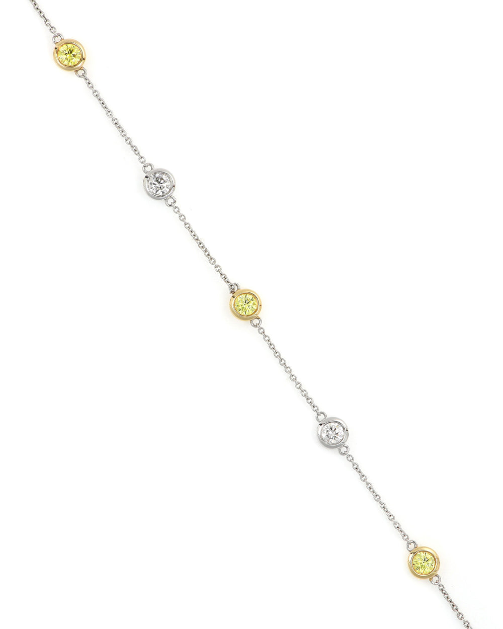 Two Tone Yellow Lab Diamond Station Bracelet