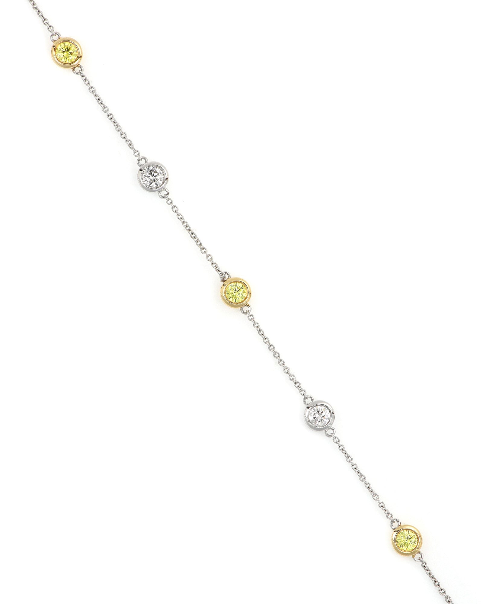 Two Tone Yellow Lab Diamond Station Bracelet