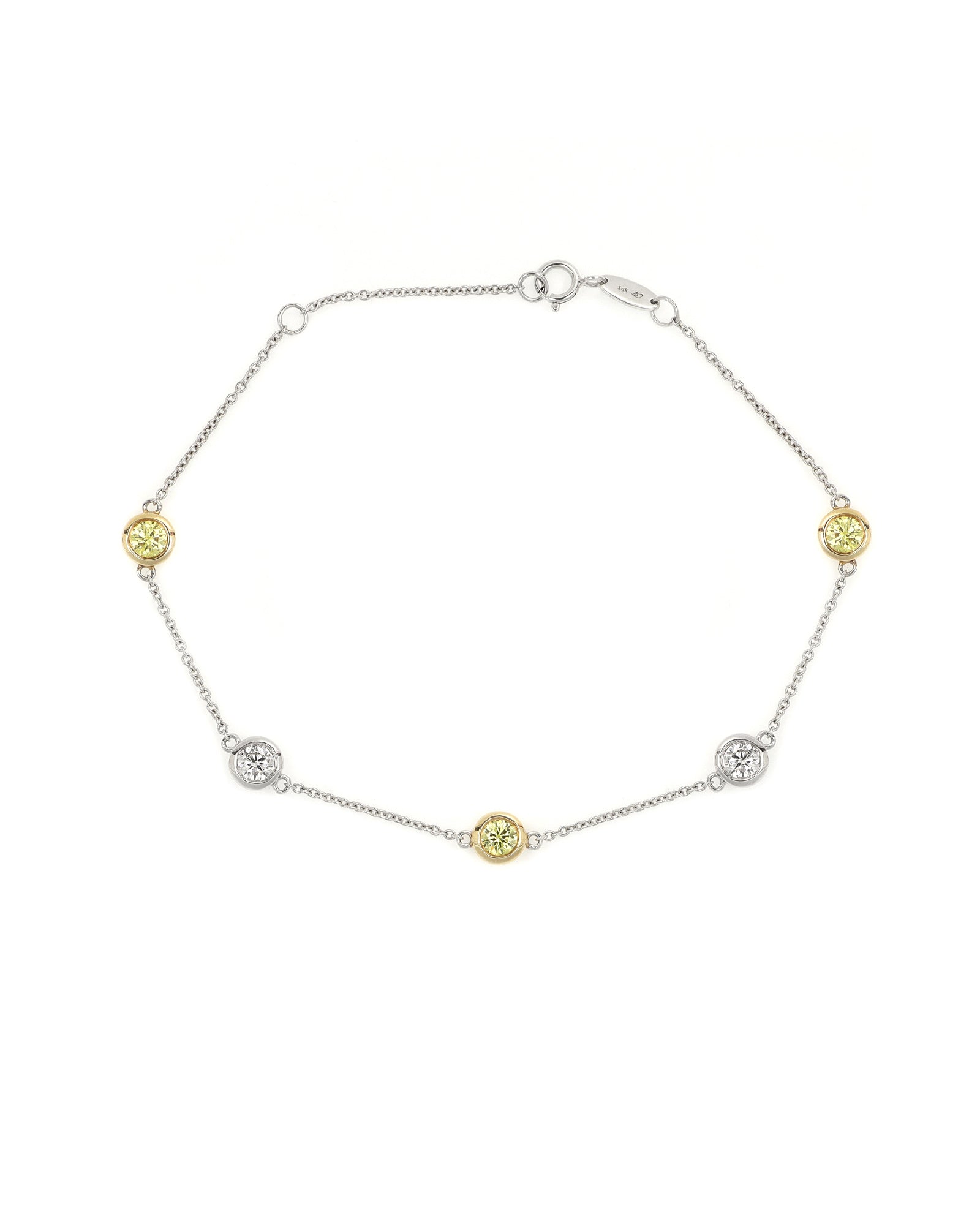 Two Tone Yellow Lab Diamond Station Bracelet