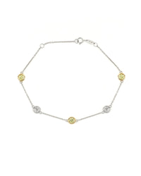 Two Tone Yellow Lab Diamond Station Bracelet