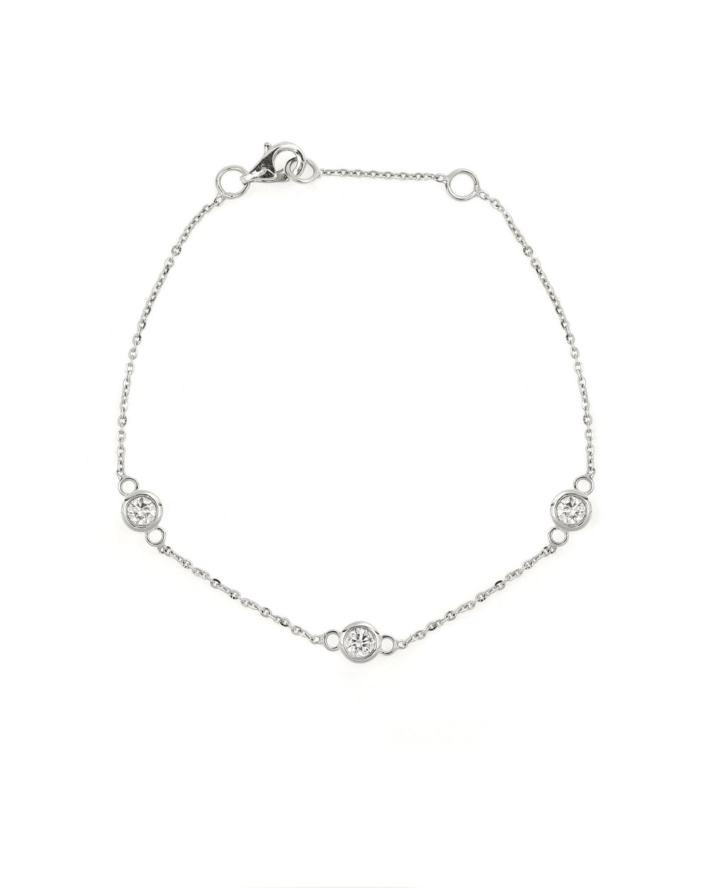 14kw 3-Stone Lab Diamond Station Bracelet