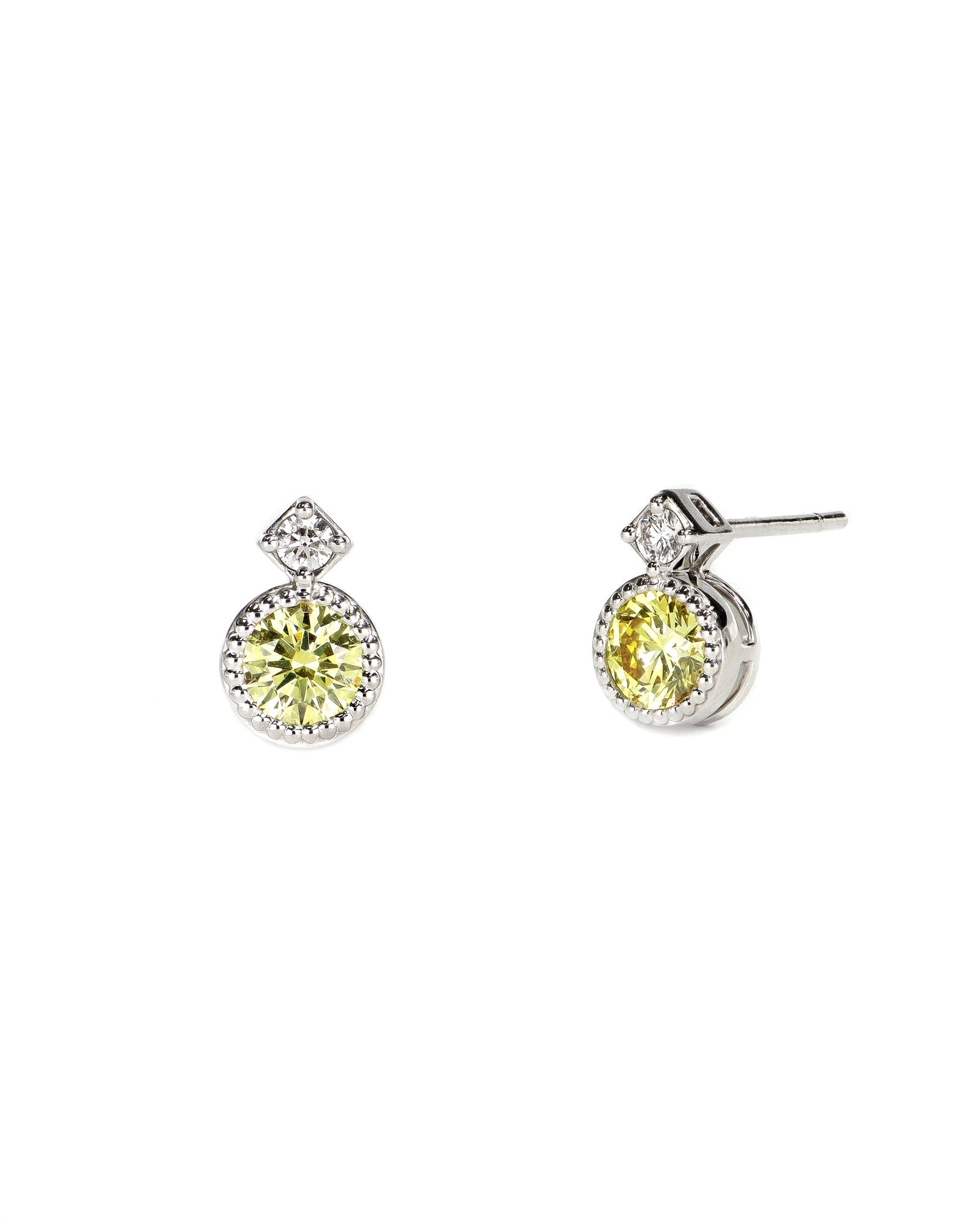 14kw Yellow Lab Diamond Bezel Earrings