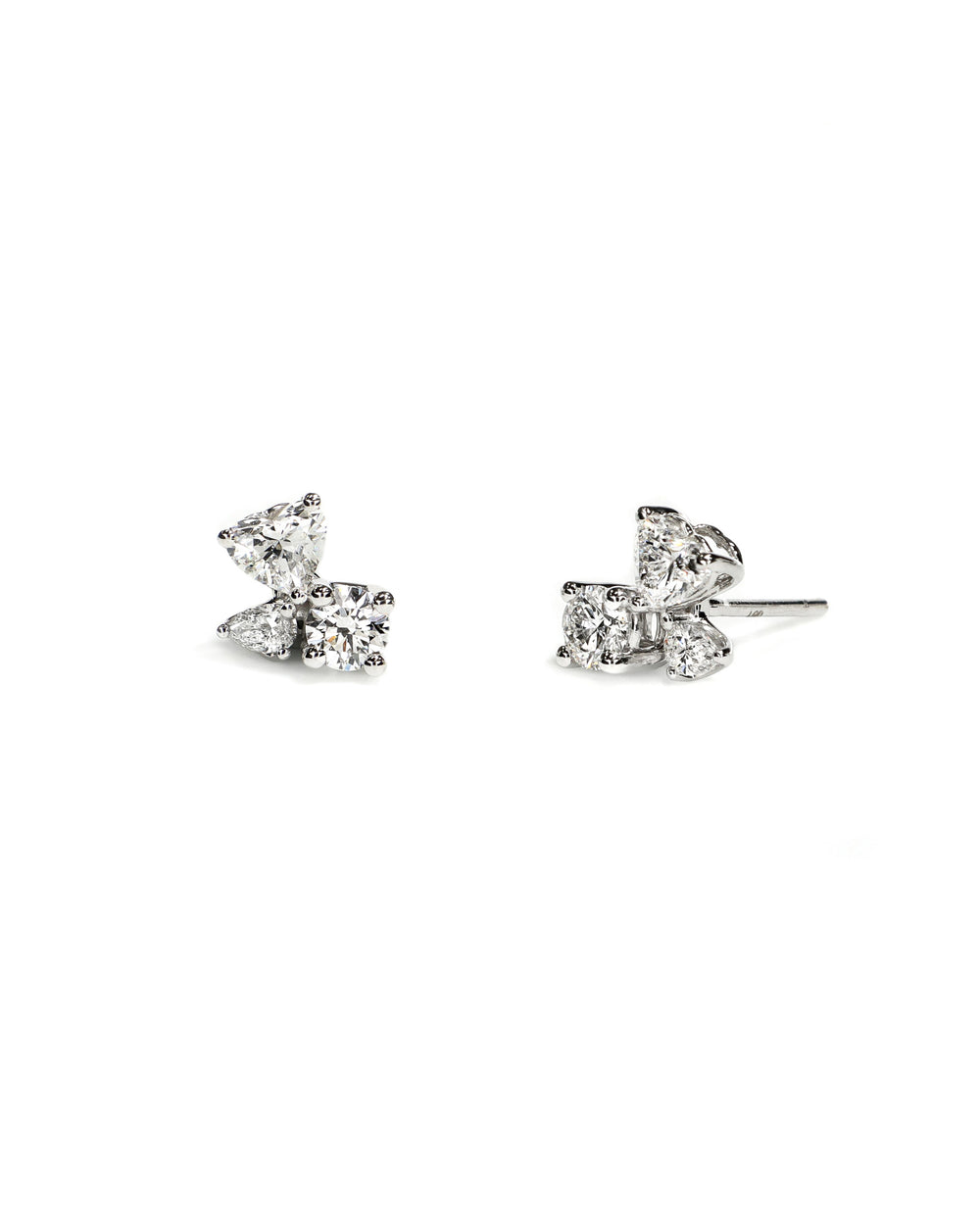 3-Stone Lab Diamond Stud Earrings